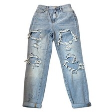 BDG Jeans Women 26 Blue Mom High Rise Distressed Destroyed Grunge 90s NWT