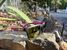 New SPY Optic Helm Sunglasses Pink Black Zebra Striped Unisex Multicolor Lense