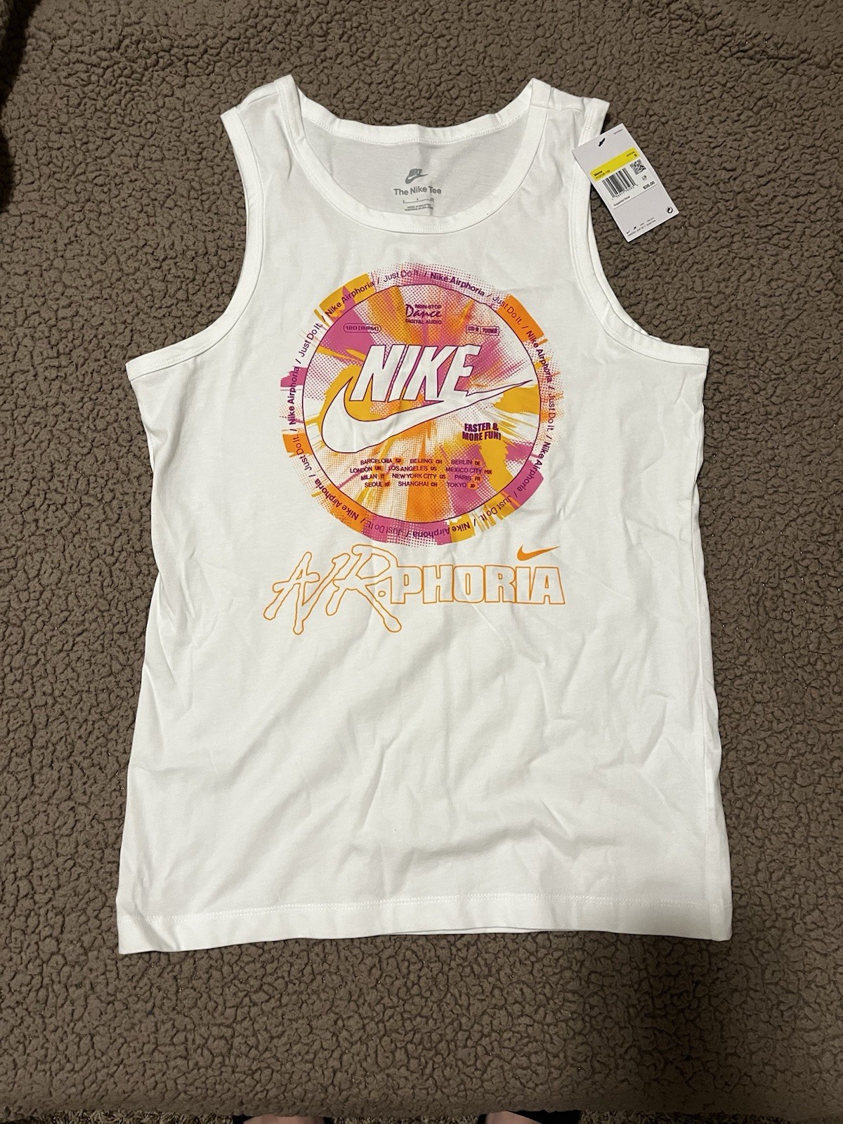 NWT Nike Just Do It Airphoria White Tank Top Tee Men’s Sz Sm