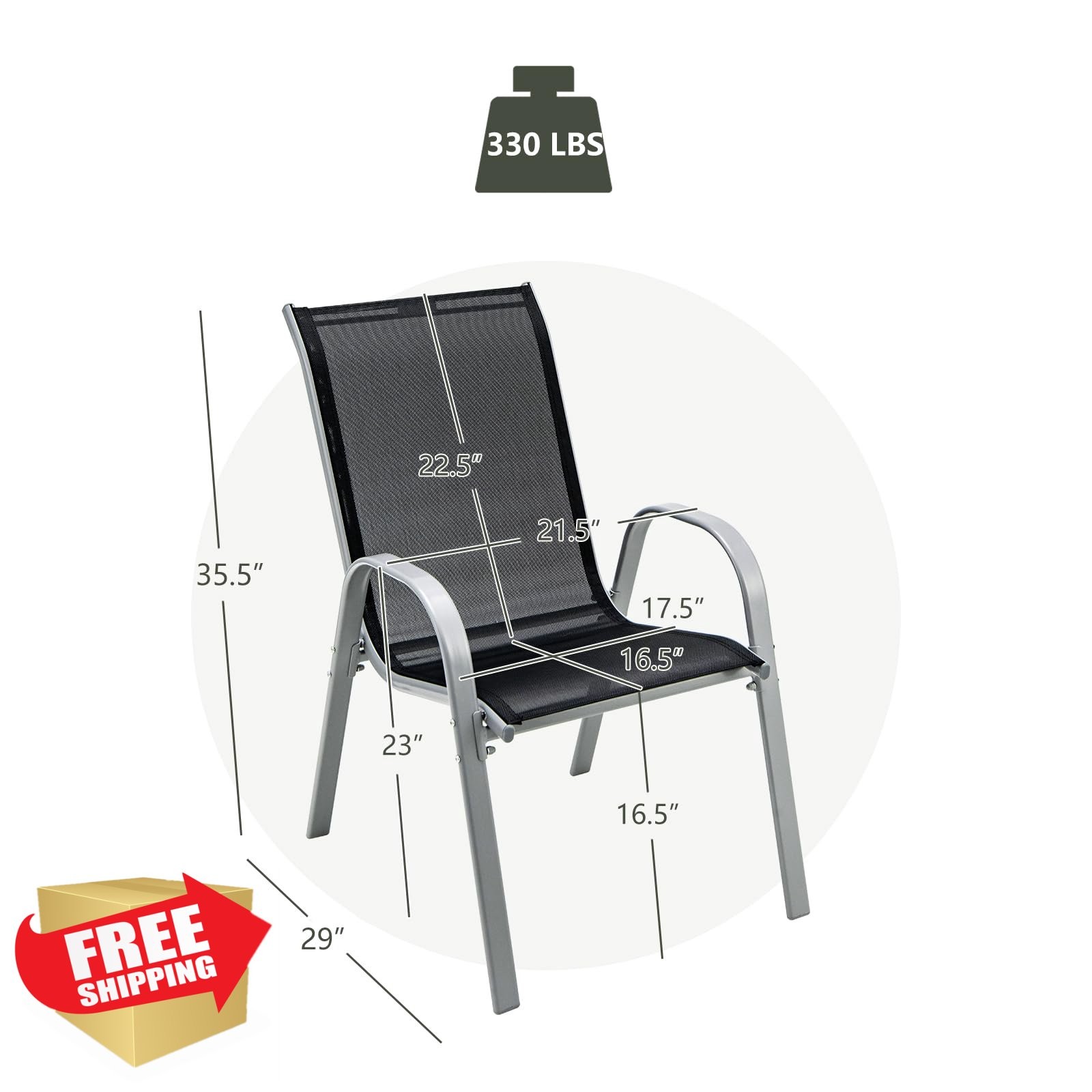 S Stackable Outdoor Metal Dining 330lb Capacity
