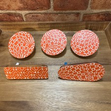 Vintage New Years Tin Litho Ratchet Noisemaker Celebrate set 5 lot Orange