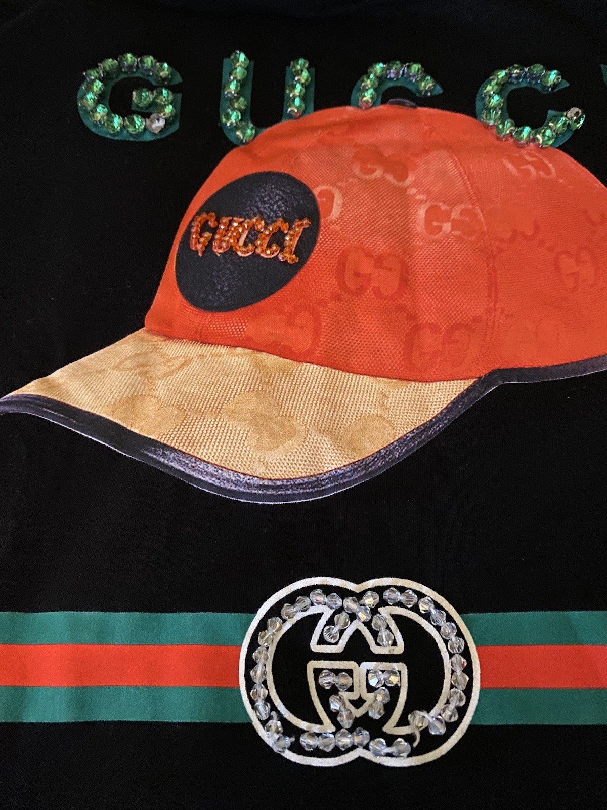 Rare stunning GUCCI T Shirt Monogram Baseball Cap Embellishments  design Size L image 4