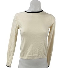 MNG Mango Womens Cream Long Sleeve Crew Neck ...