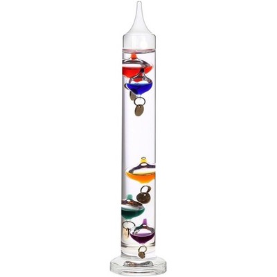 14 inch Glass Galileo Thermometer with 5 Multi Colored Balls