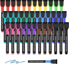 36 Count Magnetic Dry Erase Markers, Fine Tip Whiteboard Markers with Eraser