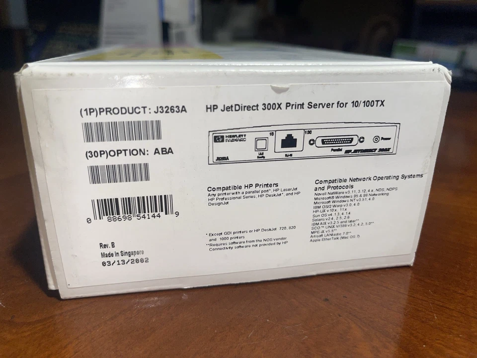 HP JetDirect 300X External Print Server for 10/100tx J3263A - Image 2 of 4