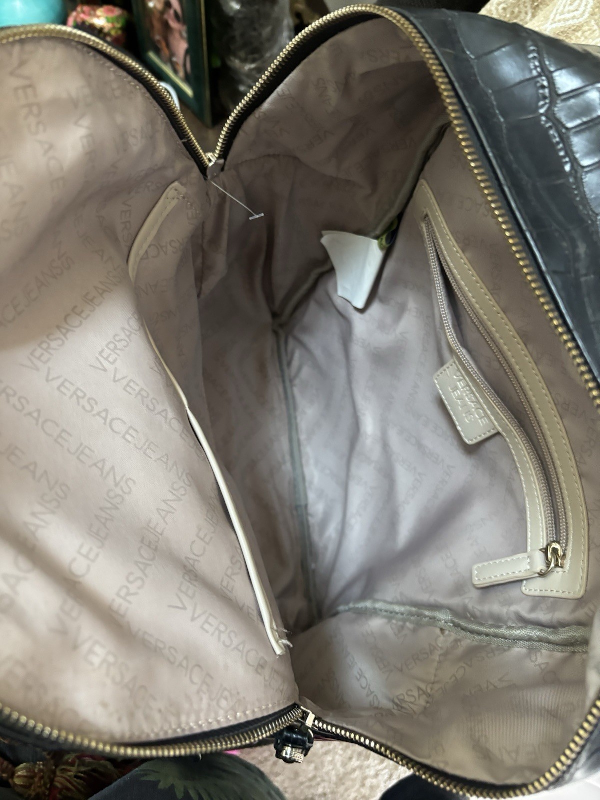 Versace Croc Leather Backpack Authentic Great Con… - image 9