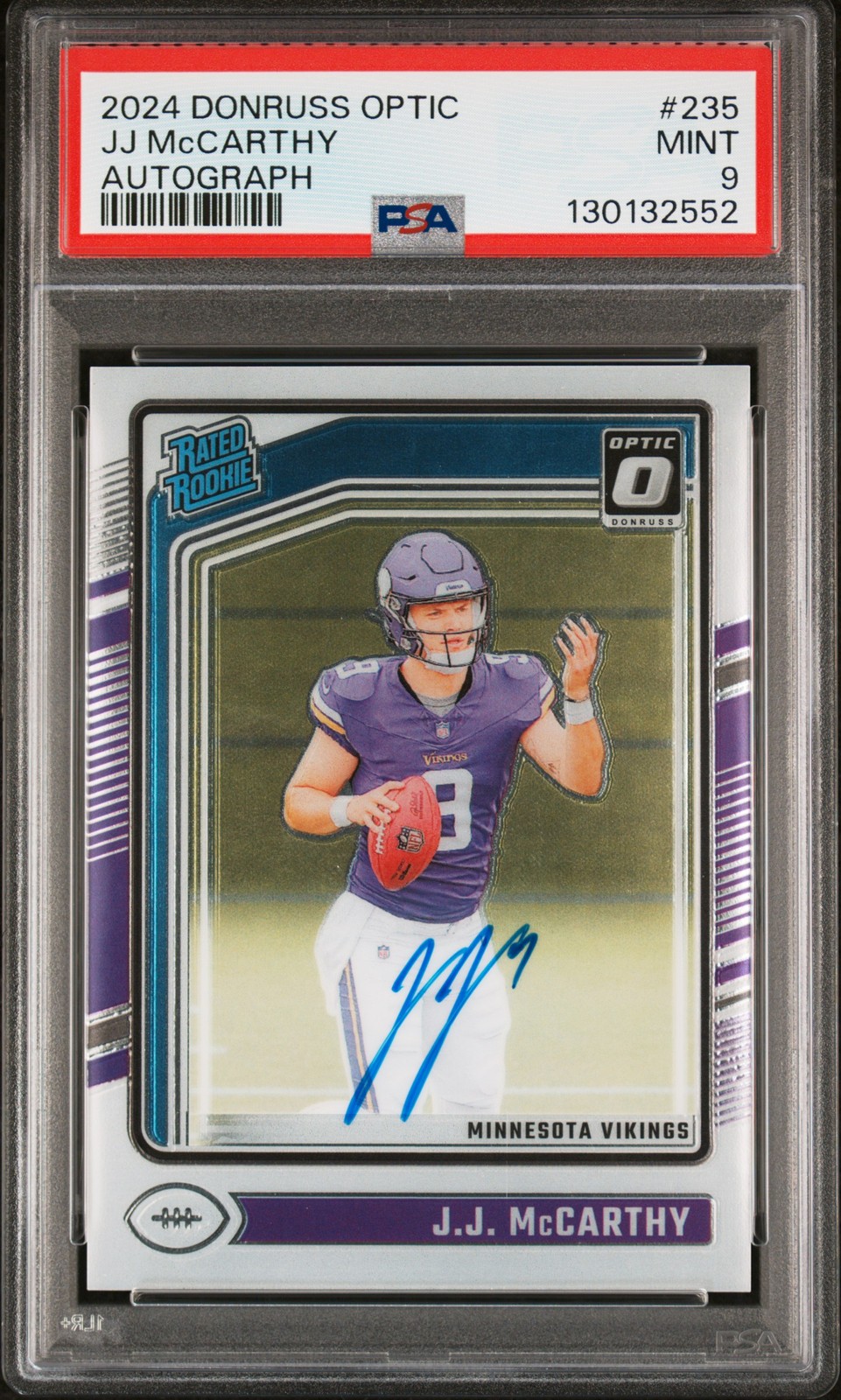 2024 PANINI DONRUSS OPTIC AUTO #235 JJ MCCARTHY 285/325 PSA 9