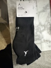    Nike Jordan Everyday Ankle Socks Men 3 Pairs Black DX9655 010 DRI FIT Size L