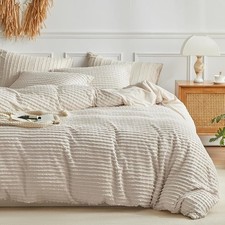 Boho Duvet Cover Set King Size,Khaki Striped Duvet Cover Microfiber Bedding
