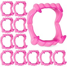 50 Pcs Plastic Vampire Teeth Halloween Vampire Fangs, Rose Red