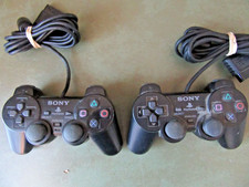  9 7 Two 2 Sony PS2 BLACK Wired Controller OEM DualShock PlayStation 2