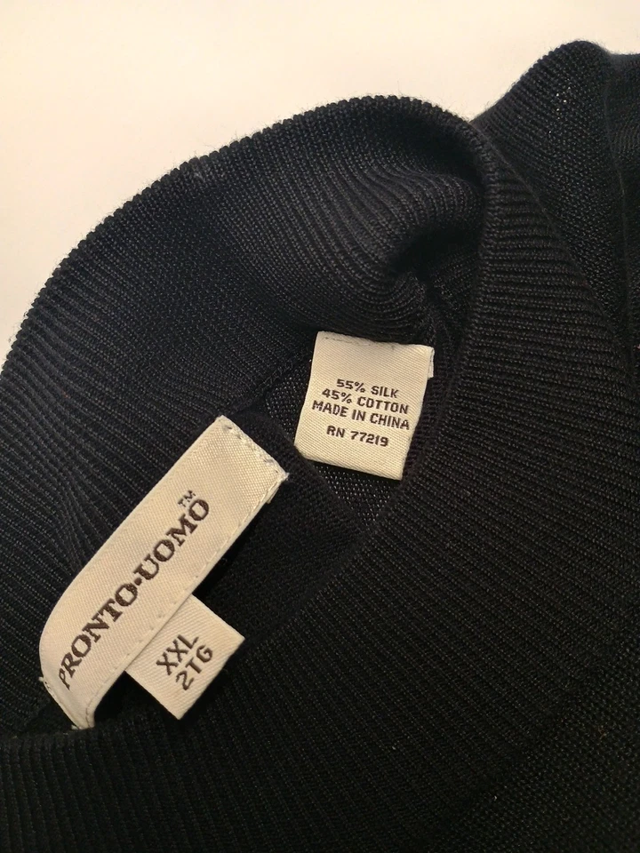 Men's Pronto Uomo Pullover 2XL Sweater Black Silk Cotton Blend - Image 3 of 4