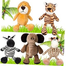 Safari Stuffed Animals Toy Set - Includes Lions, Tigers, Elephants, Zebras