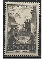 Timbres YT 742 MI 734 ORADOUR sur glane 1945 Neuf** &
