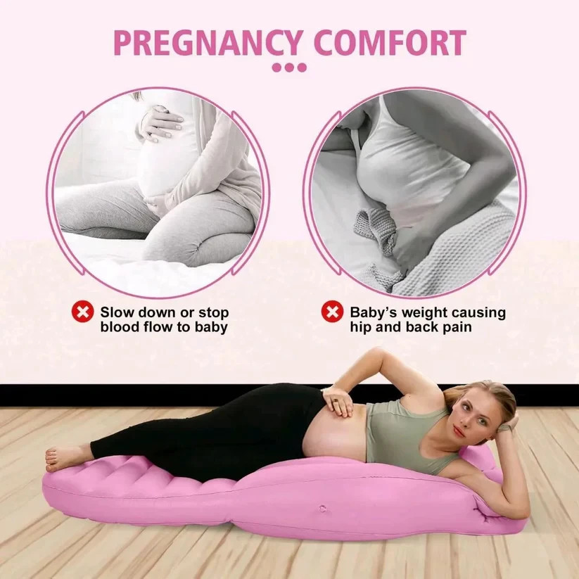 Inflatable Pregnancy Pillow with Free Air Pump Maternity Belly Sleep Support New