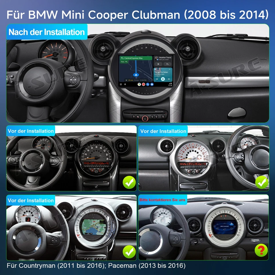 4+64GB Android 15 AutoRadio Navi CarPlay SWC Für BMW Mini Cooper R60 Countryman - Bild 4 von 4