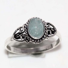925 Silver Plated Pretty Aquamarine Ring US 9 New Arrival Most Beautiful GW