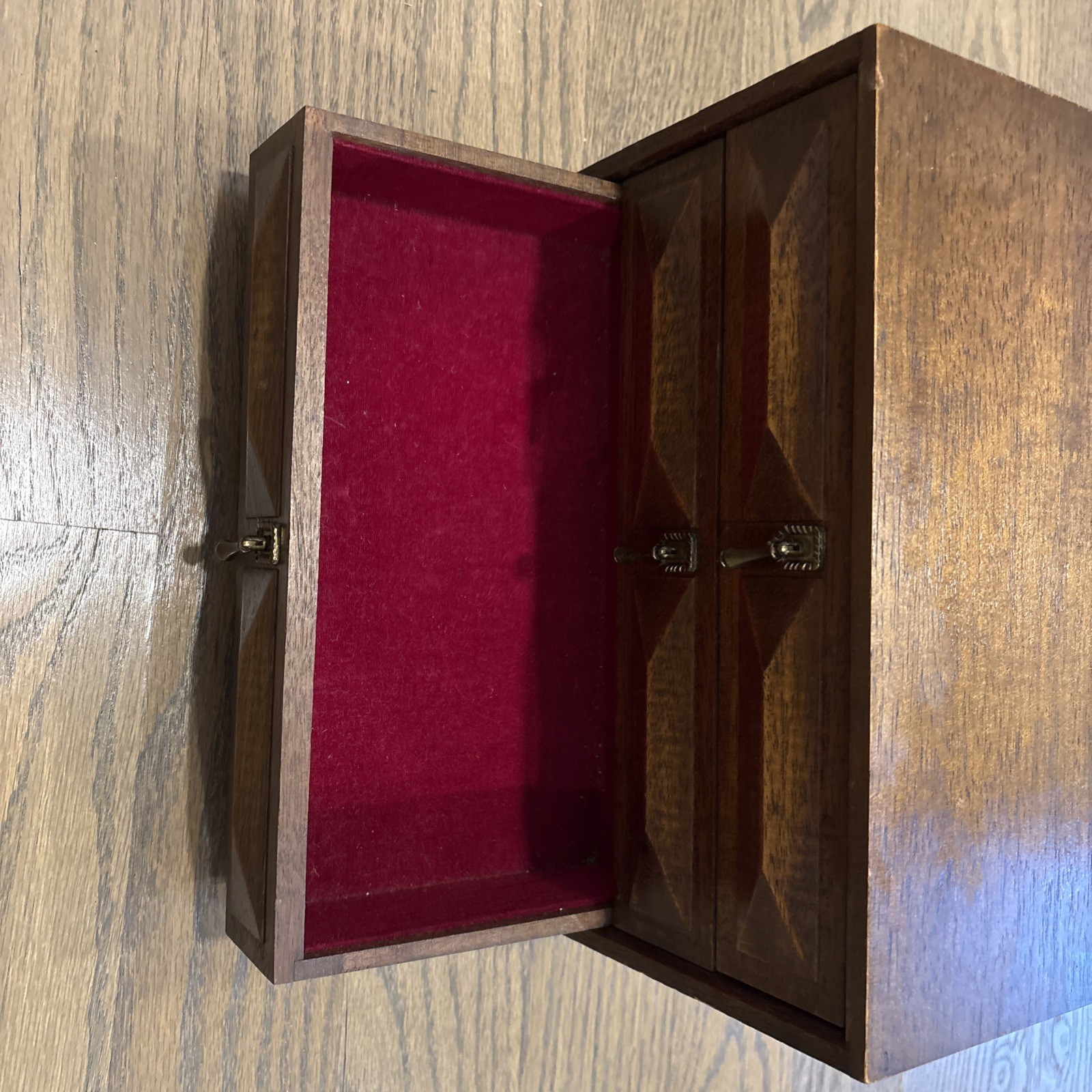 Vintage Solid Wood 3 Drawer Jewelry Box RedVelvet lining, Made in Japan ...
