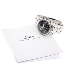 Sinn 356 Flieger Chronograph Day Date Automatic 39mm Black Dial Watch w/Warranty