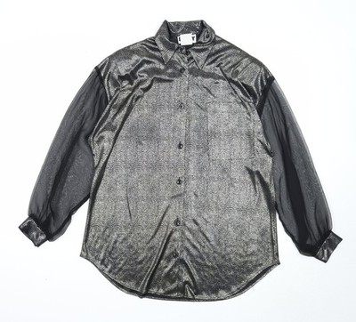 LANY Damen Schwarz Geometrisches Muster Viskose Basic Knopfleiste Größe S V-Ausschnitt