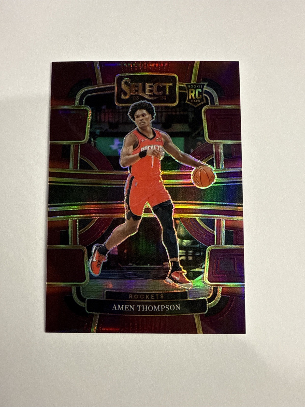 2023-24 Panini Select #96 Amen Thompson Rookie Maroon Prizm #/175! Rockets