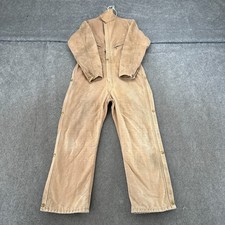 VTG Carhartt Coveralls Men M Beige Quilted Lined Insulated Canvas Union USA 70s