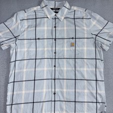 Carhartt Shirt Rugged Flex Relaxed Fit Lightweight Short Sleeve XL Blue Plaid