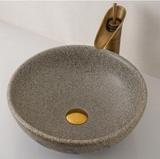 XIGGJYL Ceramic Vessel Bathroom Sink Blue Color Rounded Shape Aboce Counter Grey