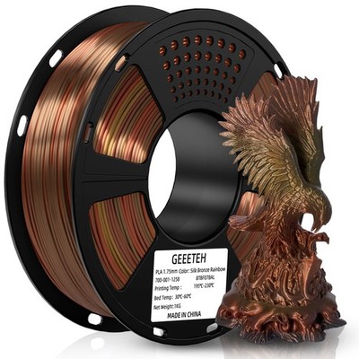 Geeetech Silk PLA 3D Drucker Filament 1.75mm 1kg Glossy Seide Bronze Regenbogen