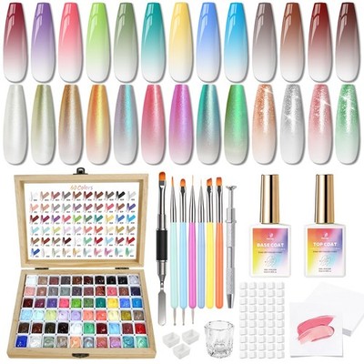 Sponge Pat Gel Polish Palette, 60 Colors Ombre Gel Nail Polish Kit, Gradient ...