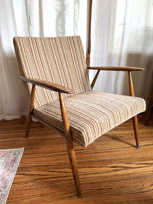Vintage 70s Mid Century Modern Danish Style Lounge Chair Wood