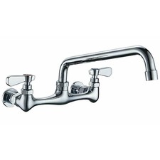 Commercial Wall Kitchen Faucet 8 Inch Center 2 Handle Swivel Sink Mixer Tap