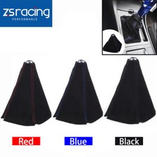 Suede Shift Knob Boot Cover Genuine Leather Suede Black With Red Stitches