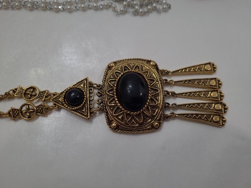 Modeschmuck Vintage Konvolut 12 Halskette Charms, Kette, Perlen goldfarben & mehr Q - Bild 22 von 24