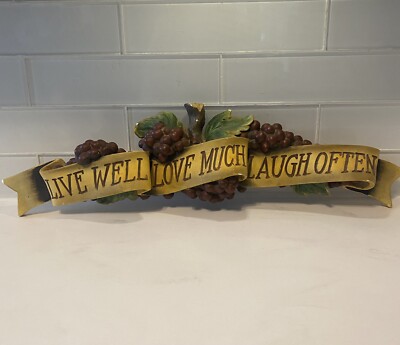 Rustic Grape Vine Live Well Love Much Laugh Often Banner plaque