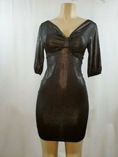 Women's Black Shimmering Stretch Mini Dress Sexy bodycon KHAKI KREW Size S