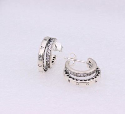 New Authentic PANDORA Pave Double Hoop 