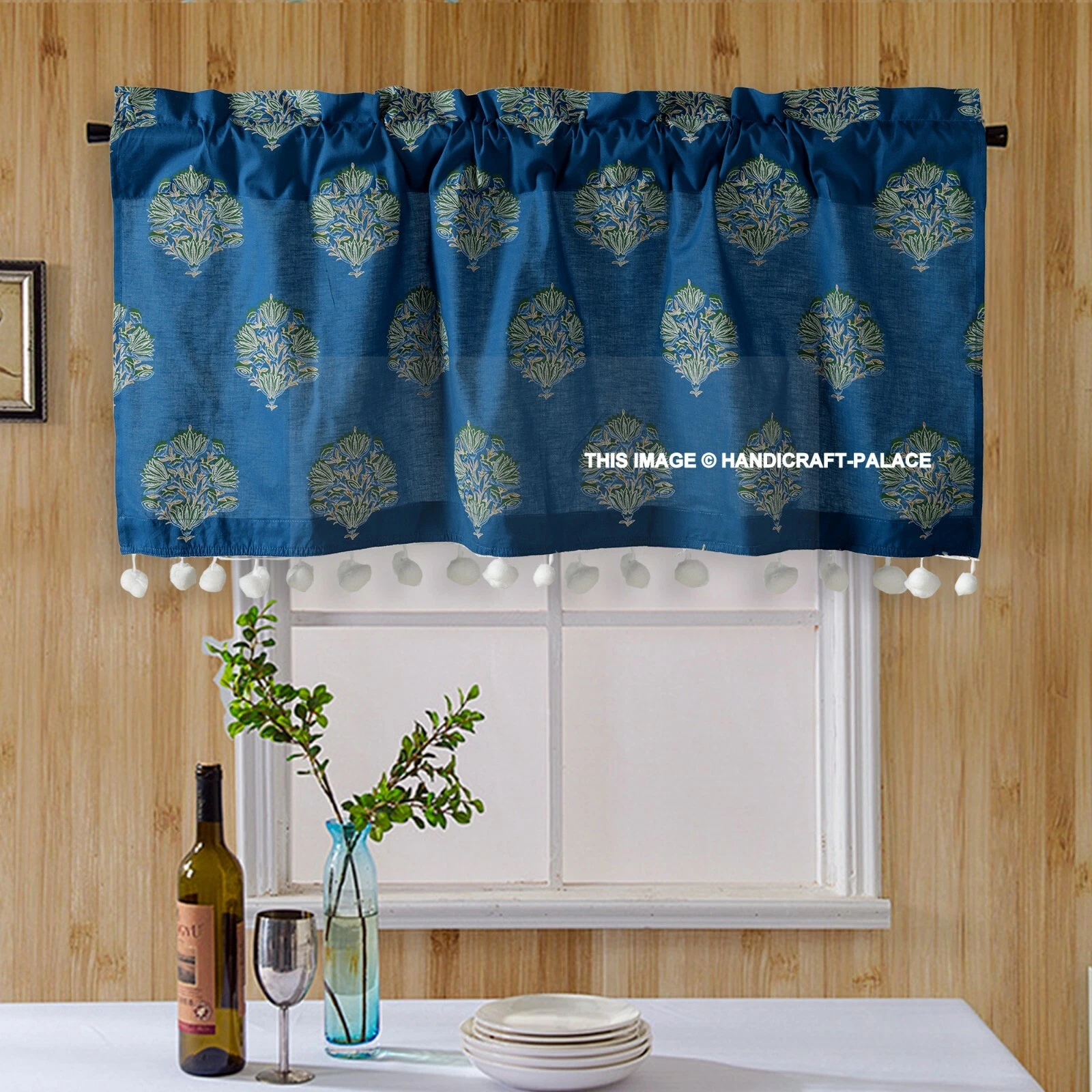 sunflower floral window kitchen curtain set blue cotton half window curtains