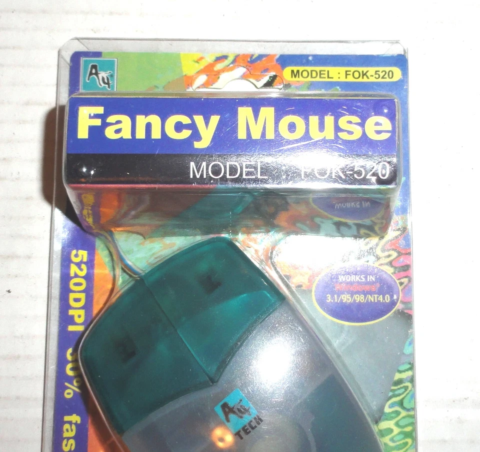 Vintage A4Tech Fancy Mouse PS/2 Version Model: FOK-520 520DPI Green/Translucent - Image 3 of 4