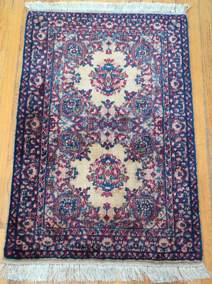 Lovely Antique Kermann 2'6'' x 4' Hand Knotted Double Medallion Oriental Rug