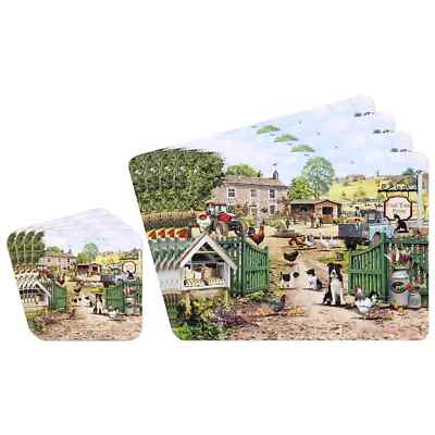 Farm Life Tischset Untersetzer Set je 4 Bauernhoftiere Tischwäsche Platzmatten