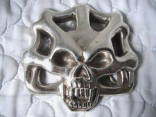 Vintage Skull Belt Buckle Silver Tone Skeleton Head Goth