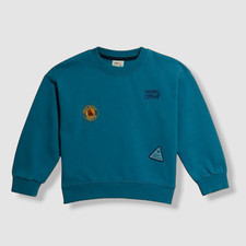  62 Mon Couer Kids Girls Blue Embroidered Kid Sweatshirt Size 4Y