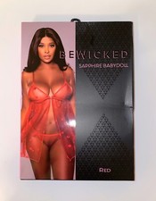 Red Lace Lingerie Babydoll Thong Set Size Small