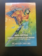 GenCrafts 100 Cotton Watercolor Paper Pad - A4 8.3x11.7" - 20 Natural White