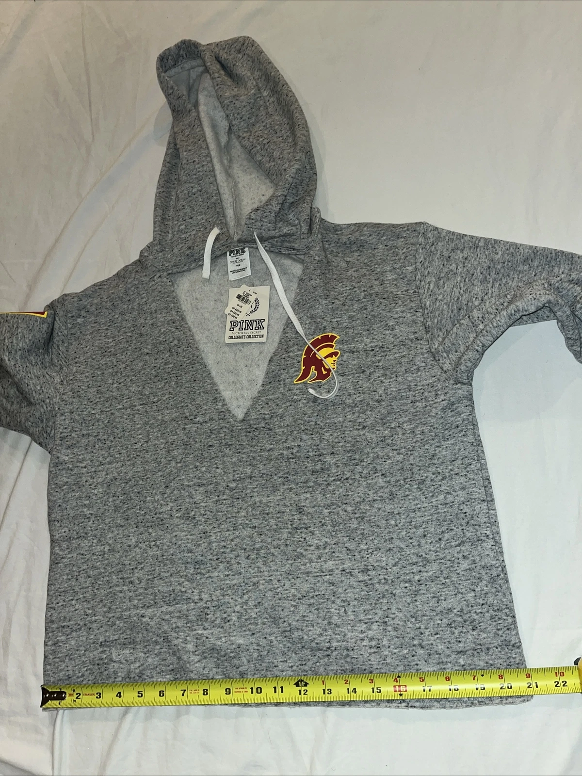 UNDERCOVER Felpa con cappuccio Victorias Secret ROSA USC Trojans Collegiate taglia media scollo a V grigio