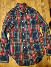 Chaps Shirt Boys Small (8) Red Plaid Button Up Collard Long Sleeve Formal School