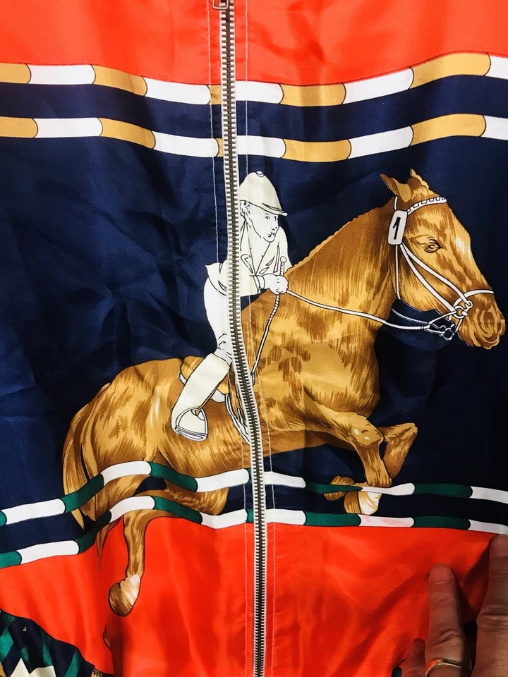 Vintage Horse Jockey Stadium Show Jumping 80% Silk Jacket Equestrian Sports 80s  - Image 2 of 4