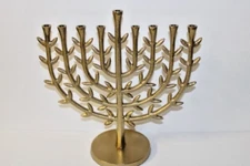 NEW Tree of Life Menorah Gold Tone Hanukkah Threshold Iron 9 Taper Candle Holder